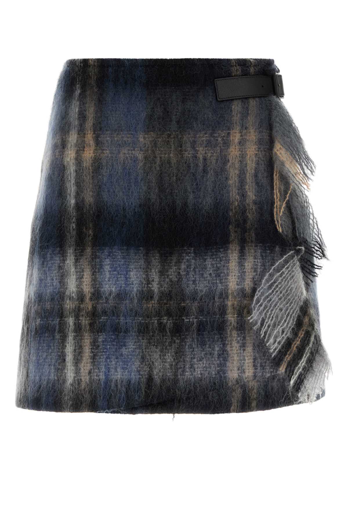 Loewe Mohair Blend with Fringe Detail Skirt — Blue