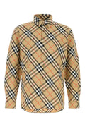 Burberry Tartan-Printed Poplin Shirt — Beige