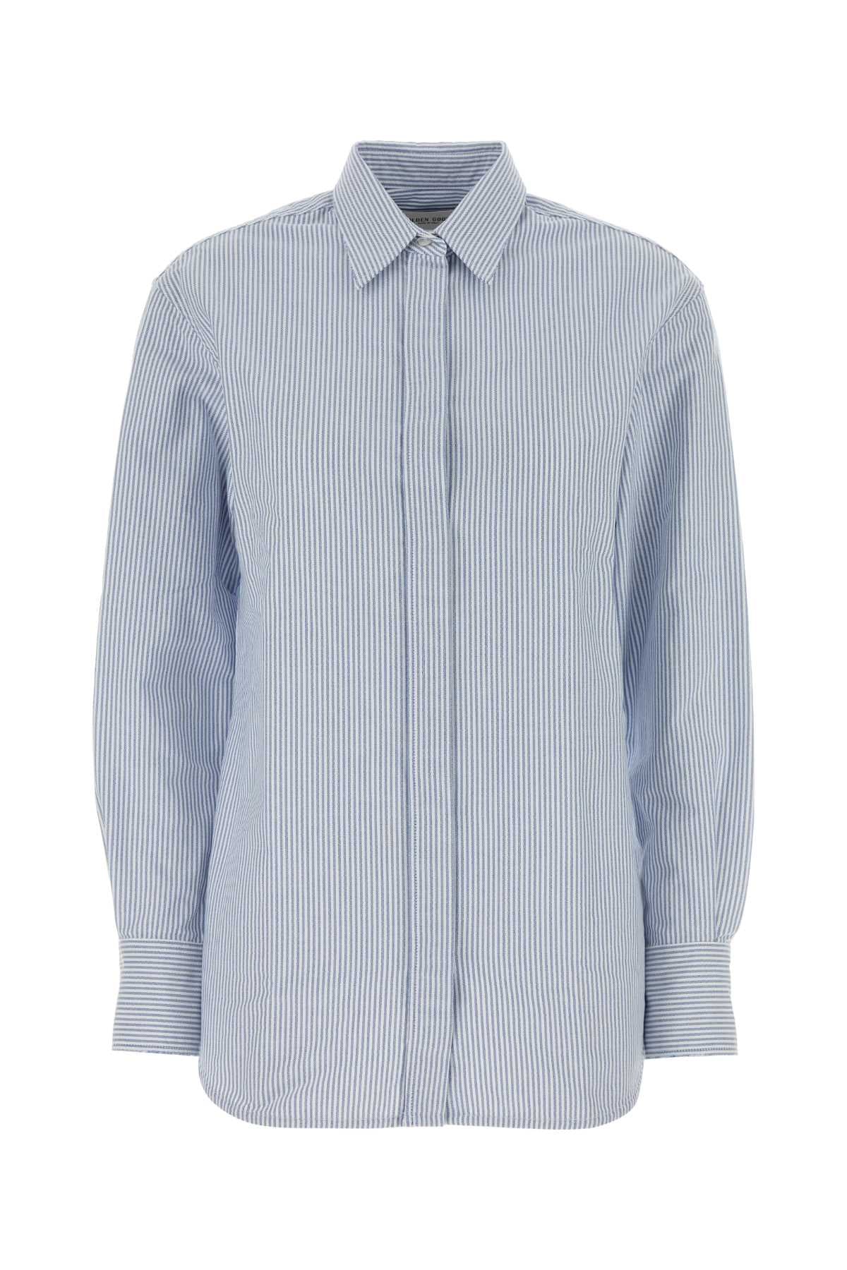 Golden Goose Deluxe Brand Striped Cotton Shirt — Blue