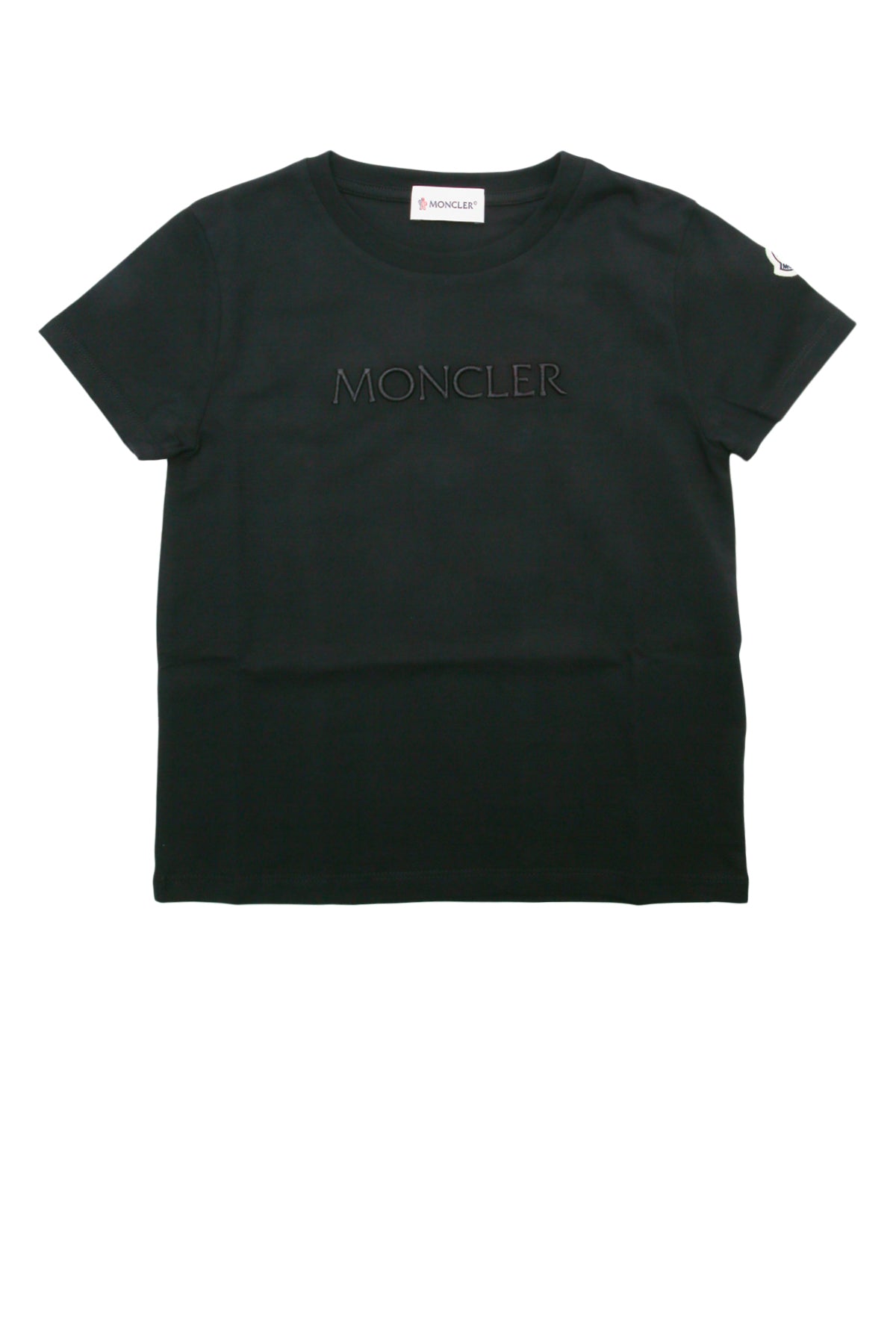 Moncler Jr Logo-Embroidered Cotton T-Shirt — Black