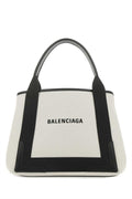 Balenciaga Two-Tone Canvas Shoulder Bag — Beige