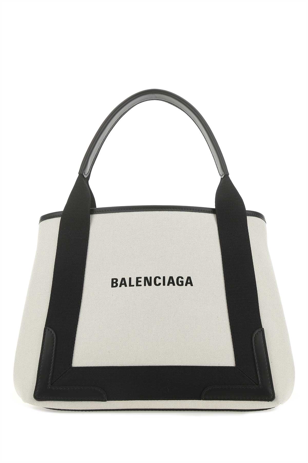 Balenciaga Two-Tone Canvas Shoulder Bag — Beige