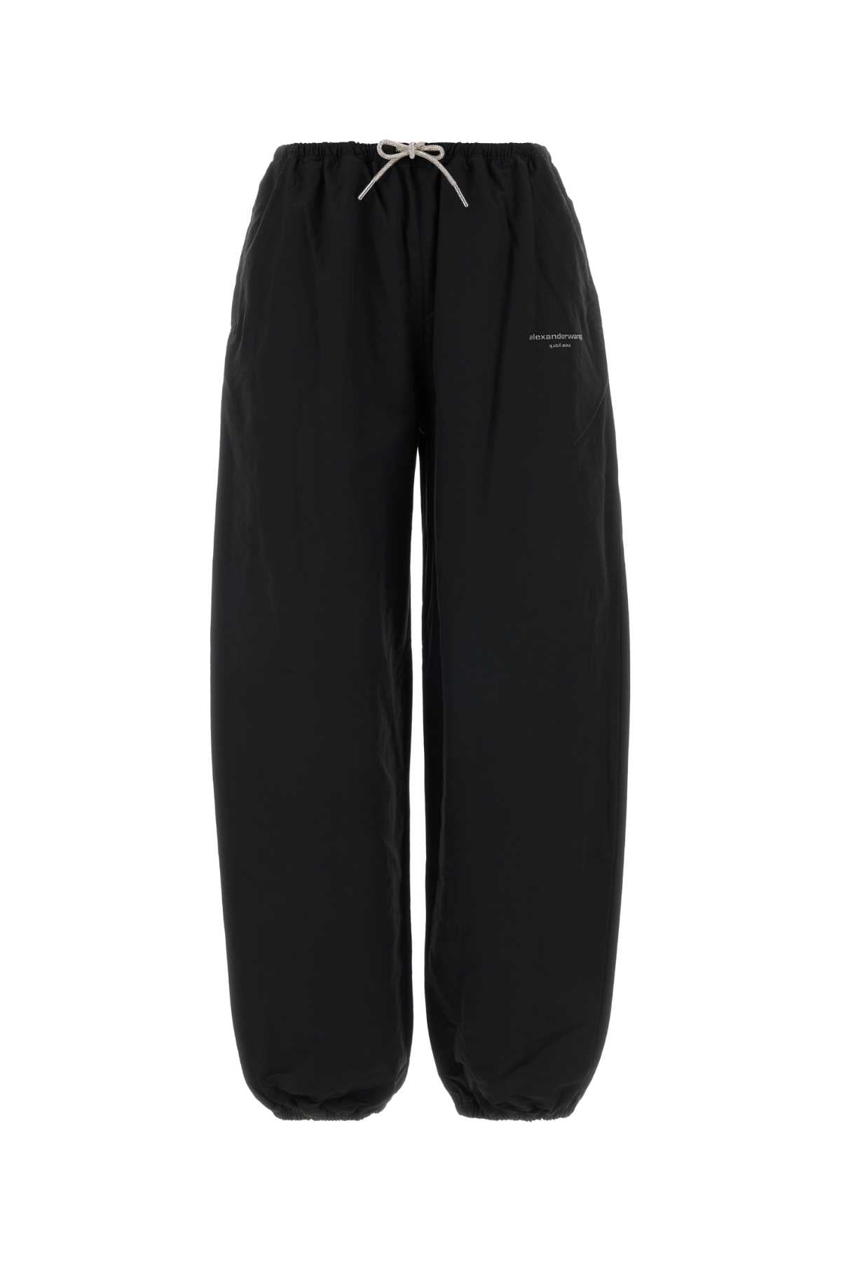 Alexander Wang Tech Jersey with Rhinestone Drawcord Joggers — Black