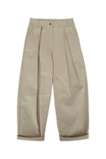Moncler Jr Pleated Cotton Trousers — Beige