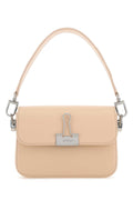Off-White Leather Binder Clasp Shoulder Bag — Beige