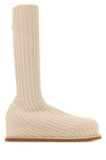 Amina Muaddi Stretch Boot — Beige