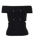 Alexander McQueen Off-Shoulder Cutout Top — Black