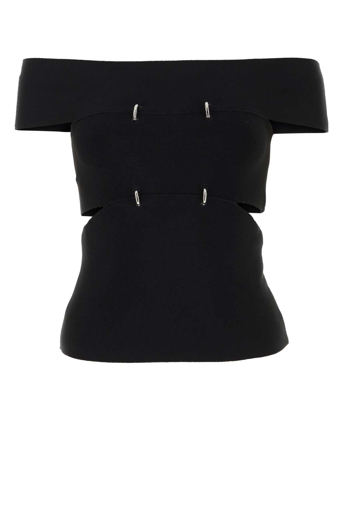Alexander McQueen Off-Shoulder Cutout Top — Black