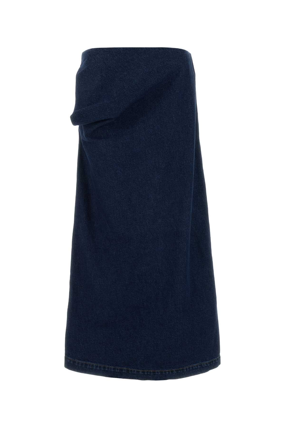 Magda Butrym Cotton Wrap Skirt — Navy