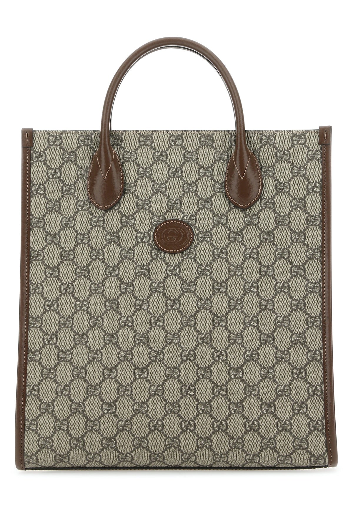 Gucci GG Supreme Canvas and Leather Tote Bag — Beige