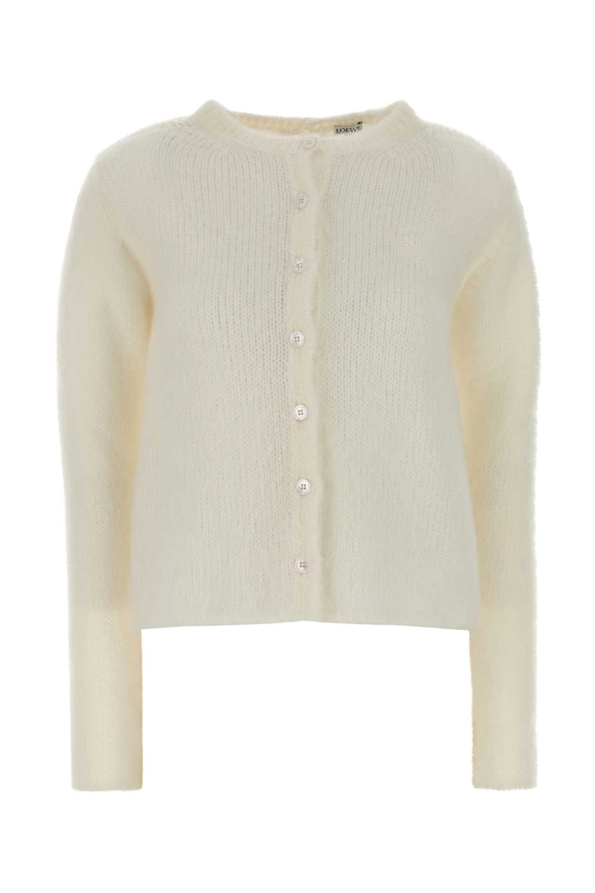 Loewe Stretch Mohair Blend Cardigan — White
