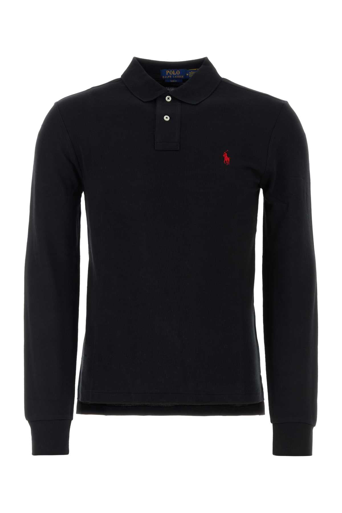 Polo Ralph Lauren Long-Sleeve Piquet Cotton Polo — Black