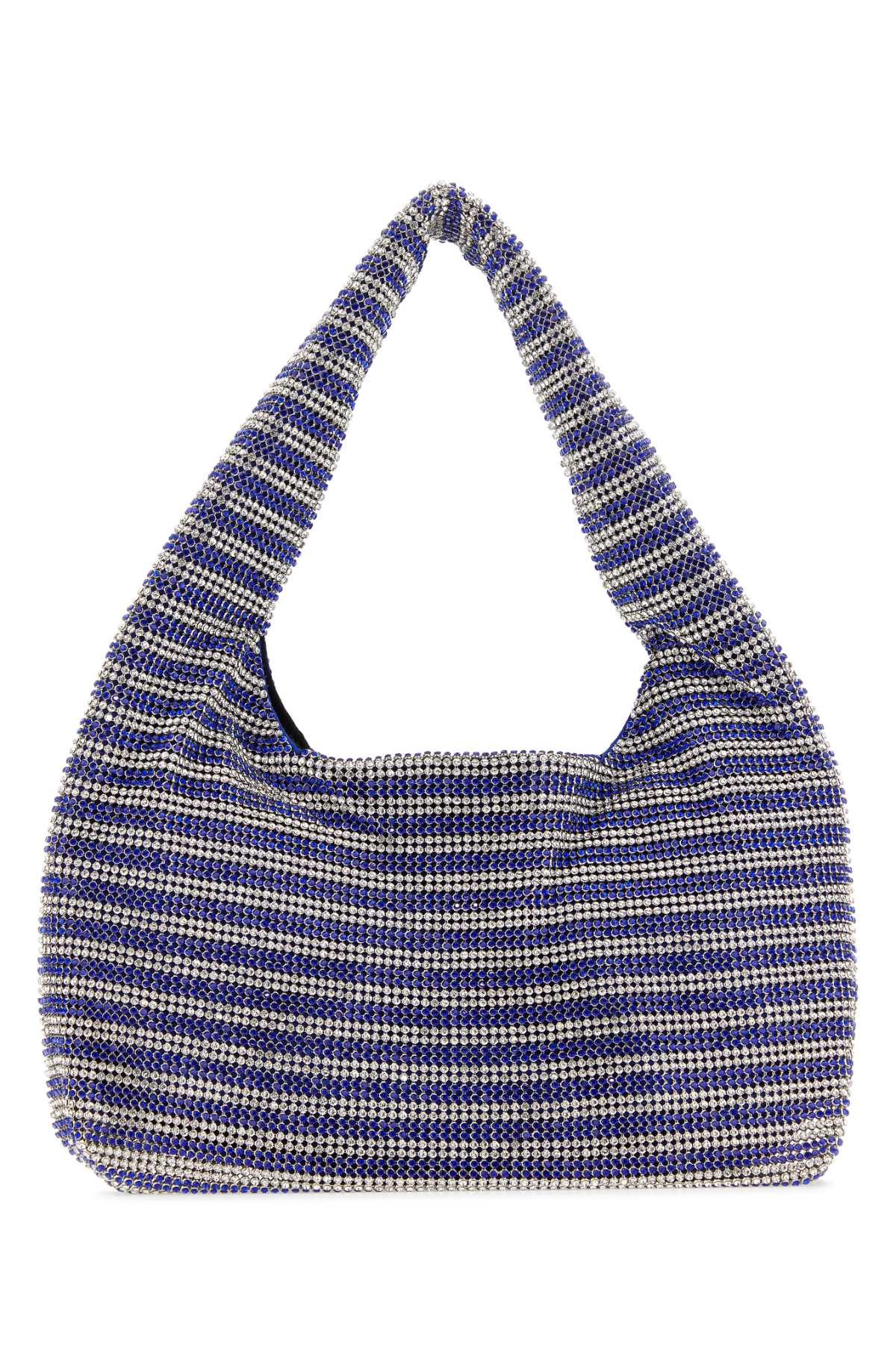 Kara Rhinestone-Embellished Shoulder Bag — Blue