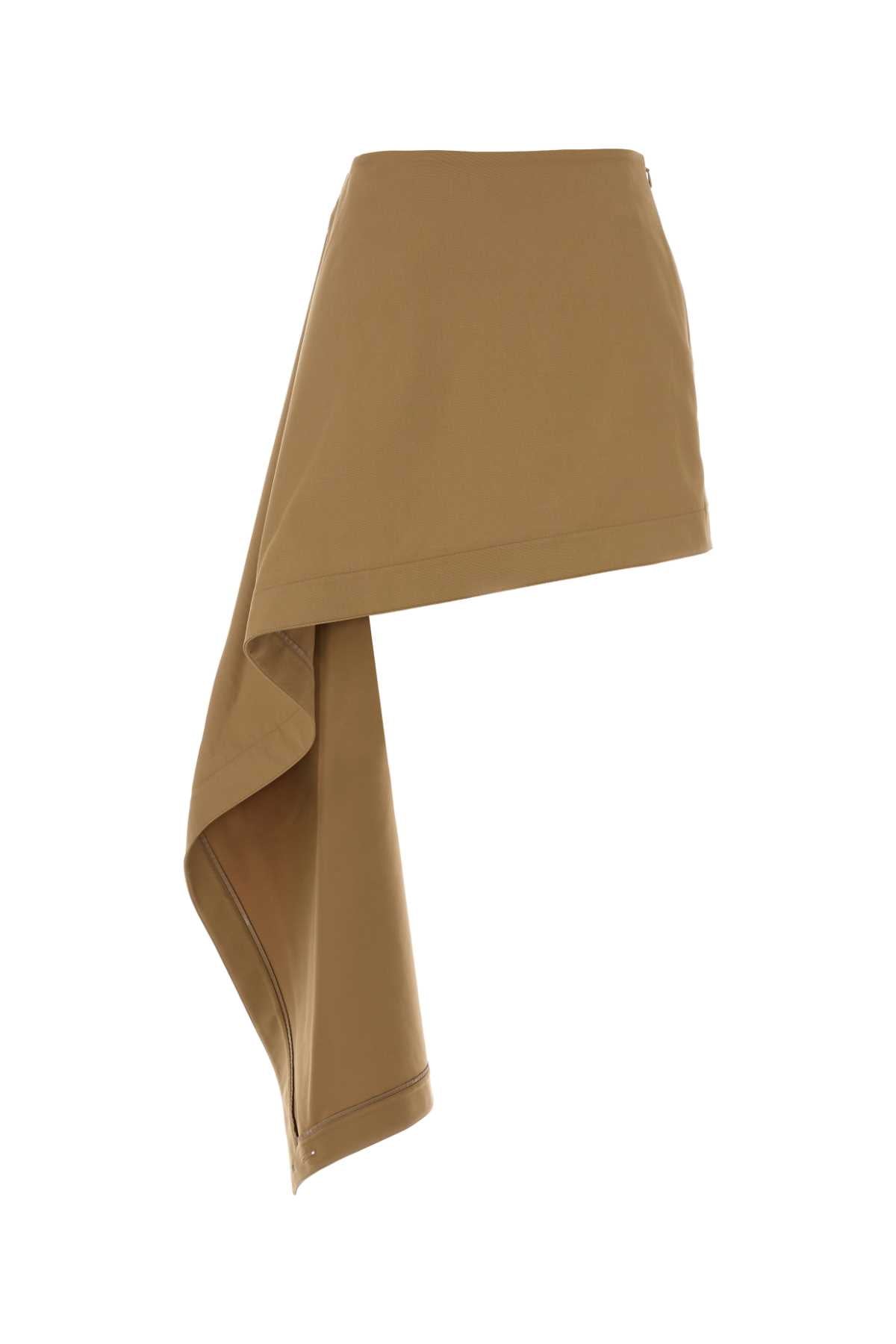 Loewe Asymmetric Wrap Silk-Cotton Skirt — Beige