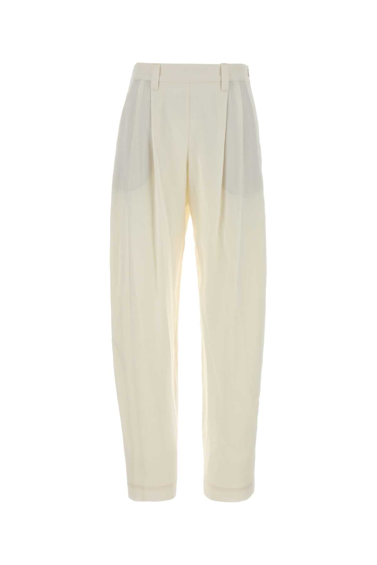 Brunello Cucinelli Silk Crepe Trousers — White