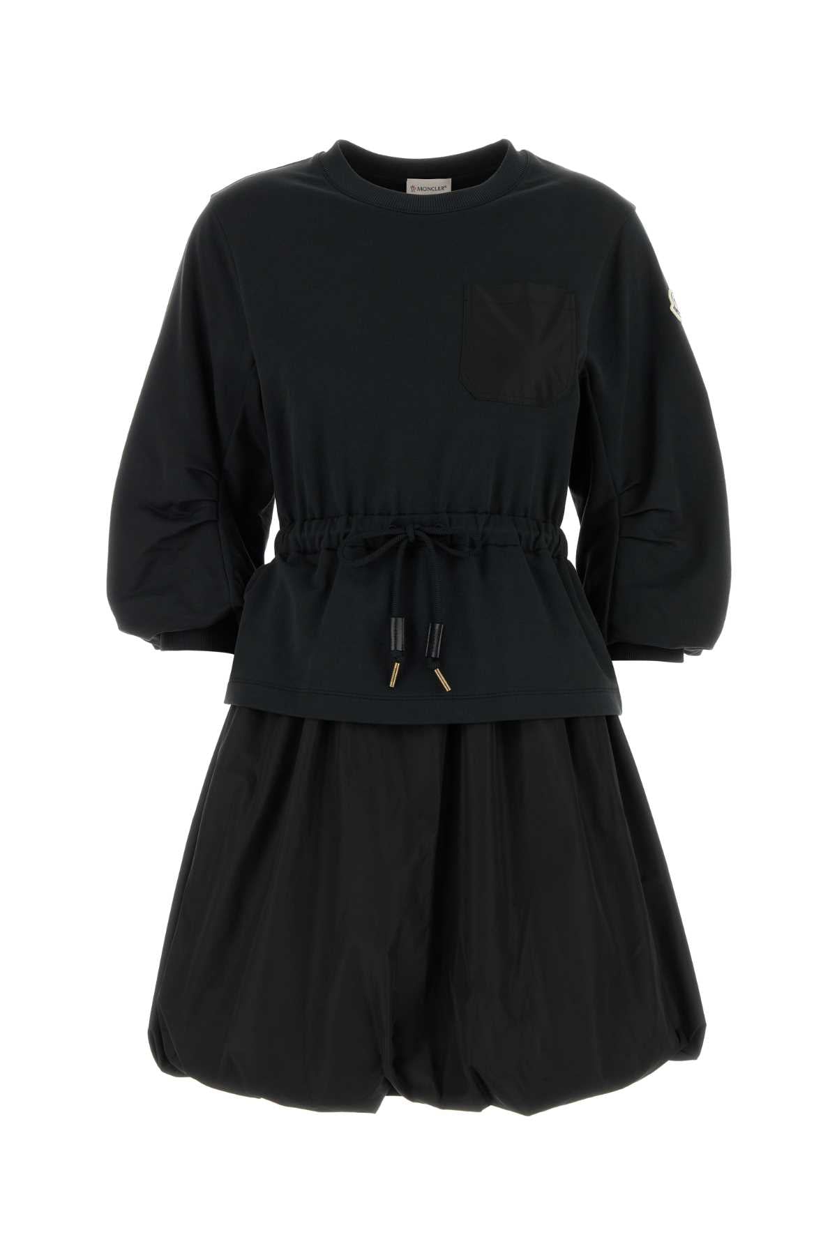 Moncler Cotton Sweatshirt Dress — Black