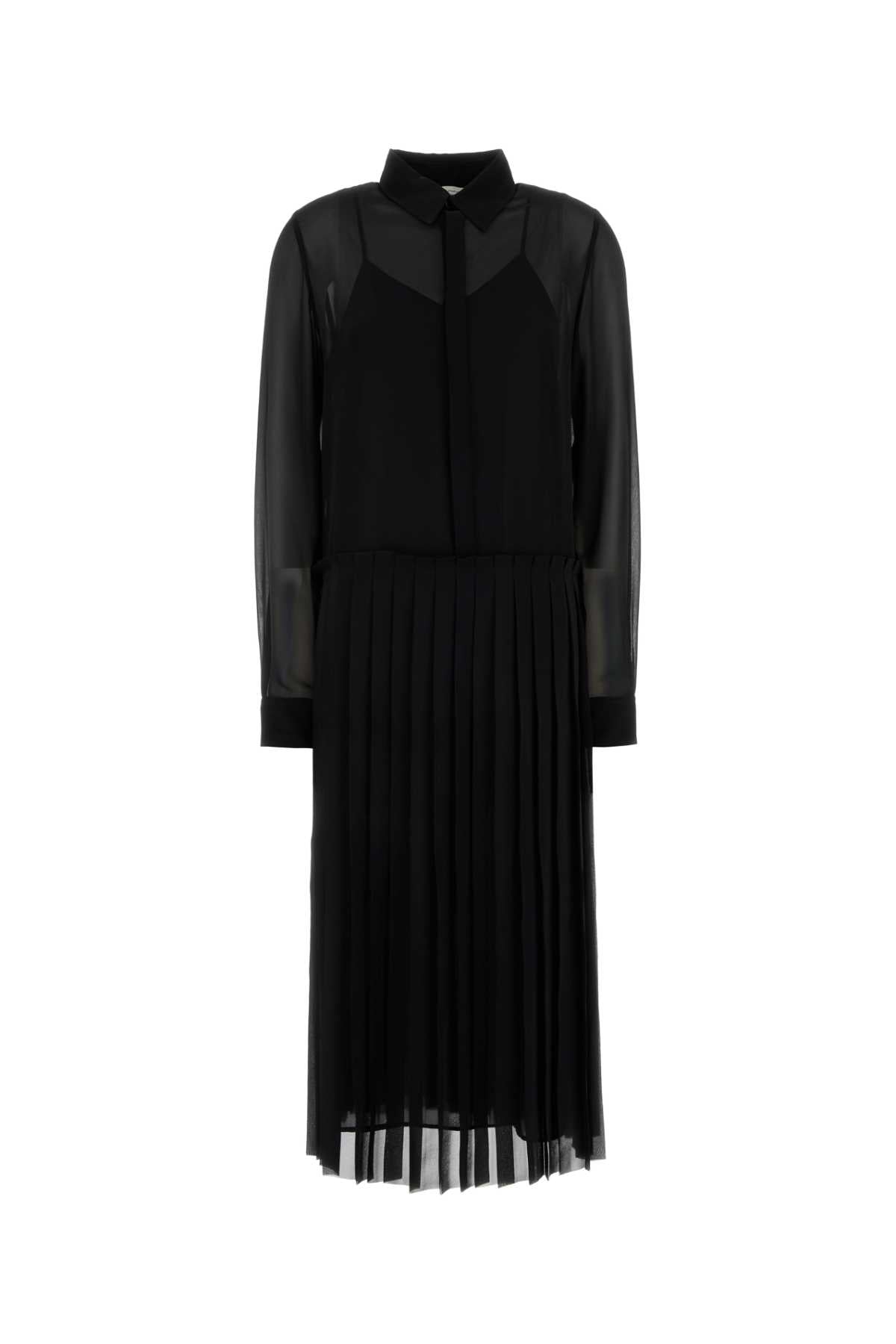 Vestido midi plisado AMI Paris — Negro