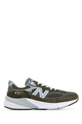 New Balance Mesh and Suede Sneaker — Olive