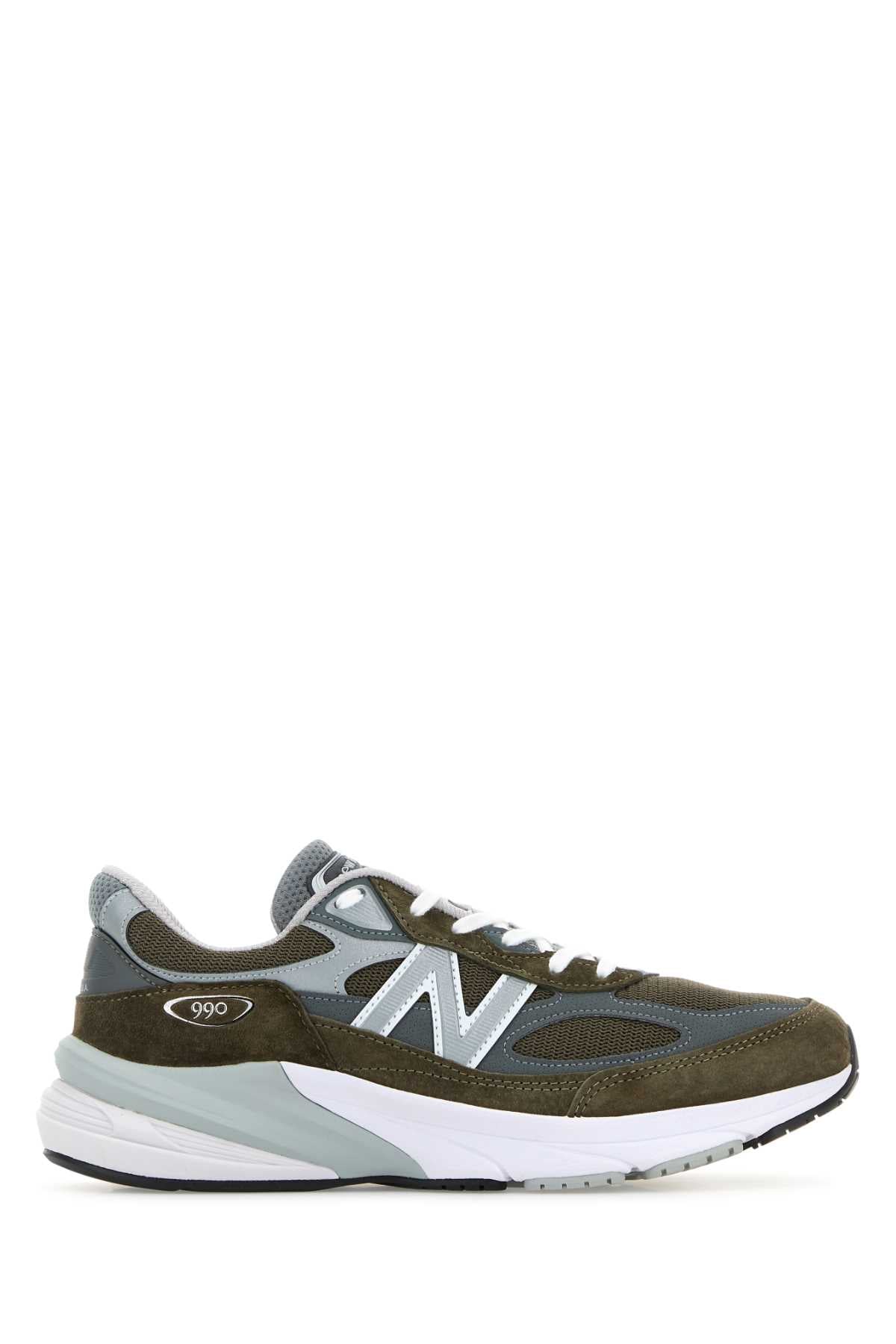 New Balance Mesh and Suede Sneaker — Olive