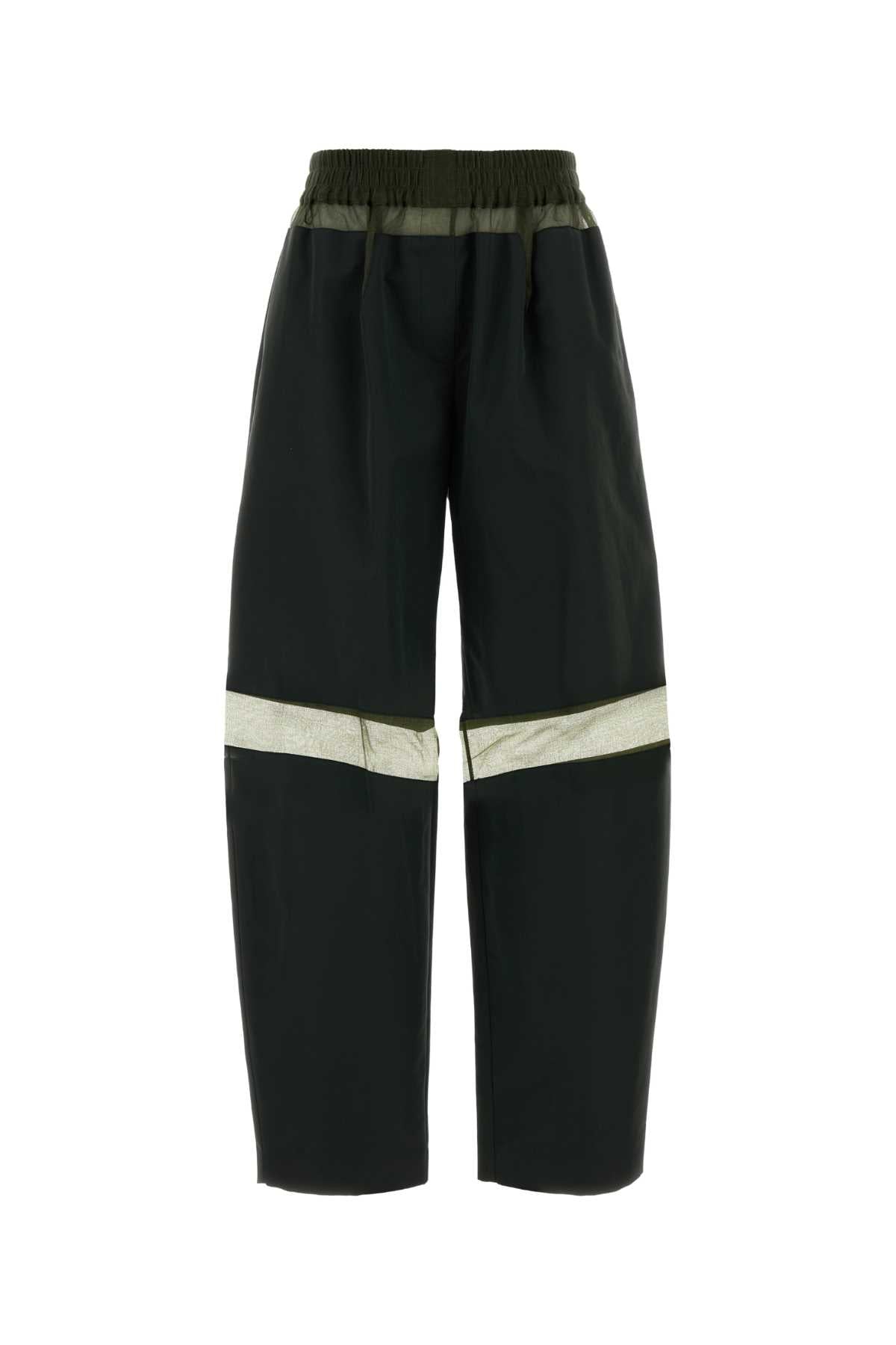 Fendi Color-Block Cotton-Silk Blend Trousers — Black