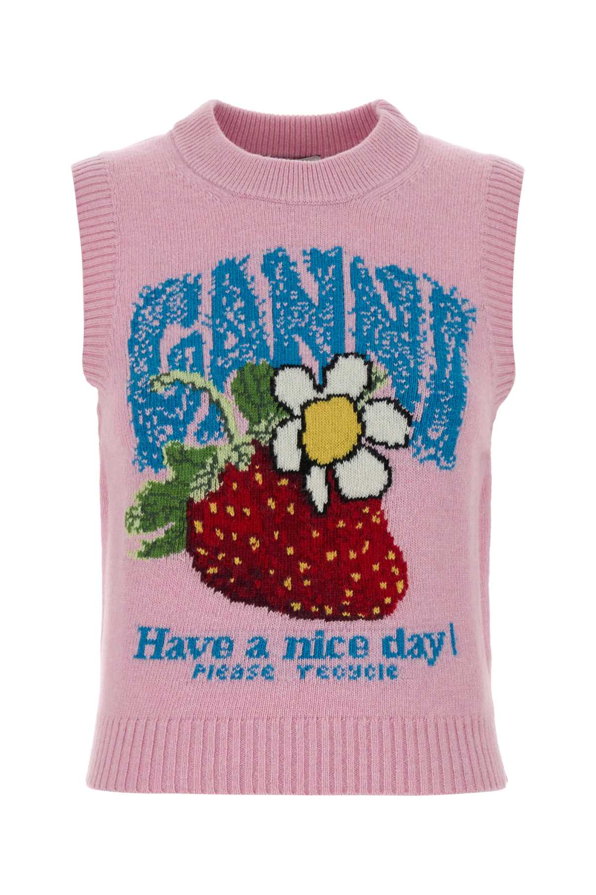 Ganni Wool Tank Top — Pink