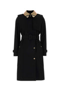 Burberry Collared Cotton Trench Coat — Black