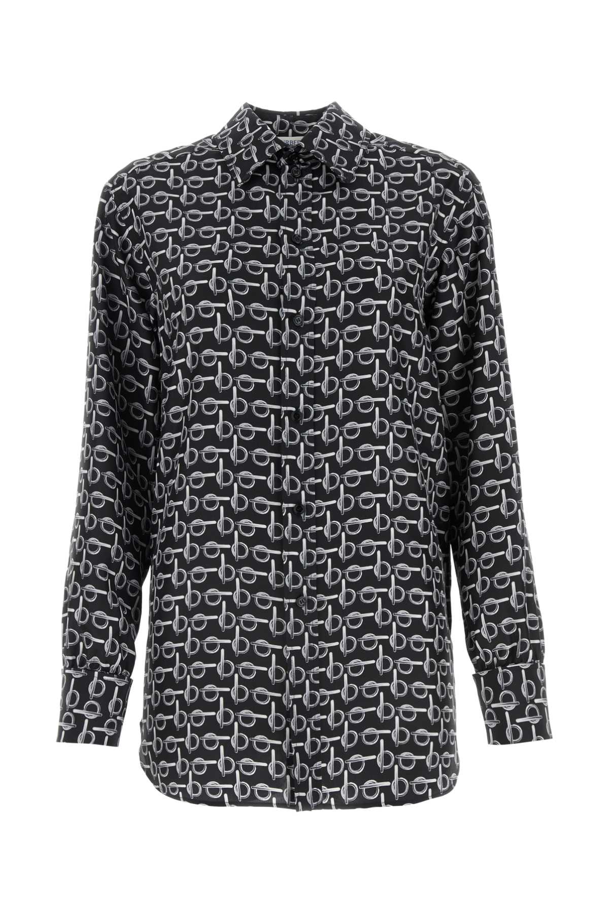 Camisa de seda con logo Burberry estampado - Negro