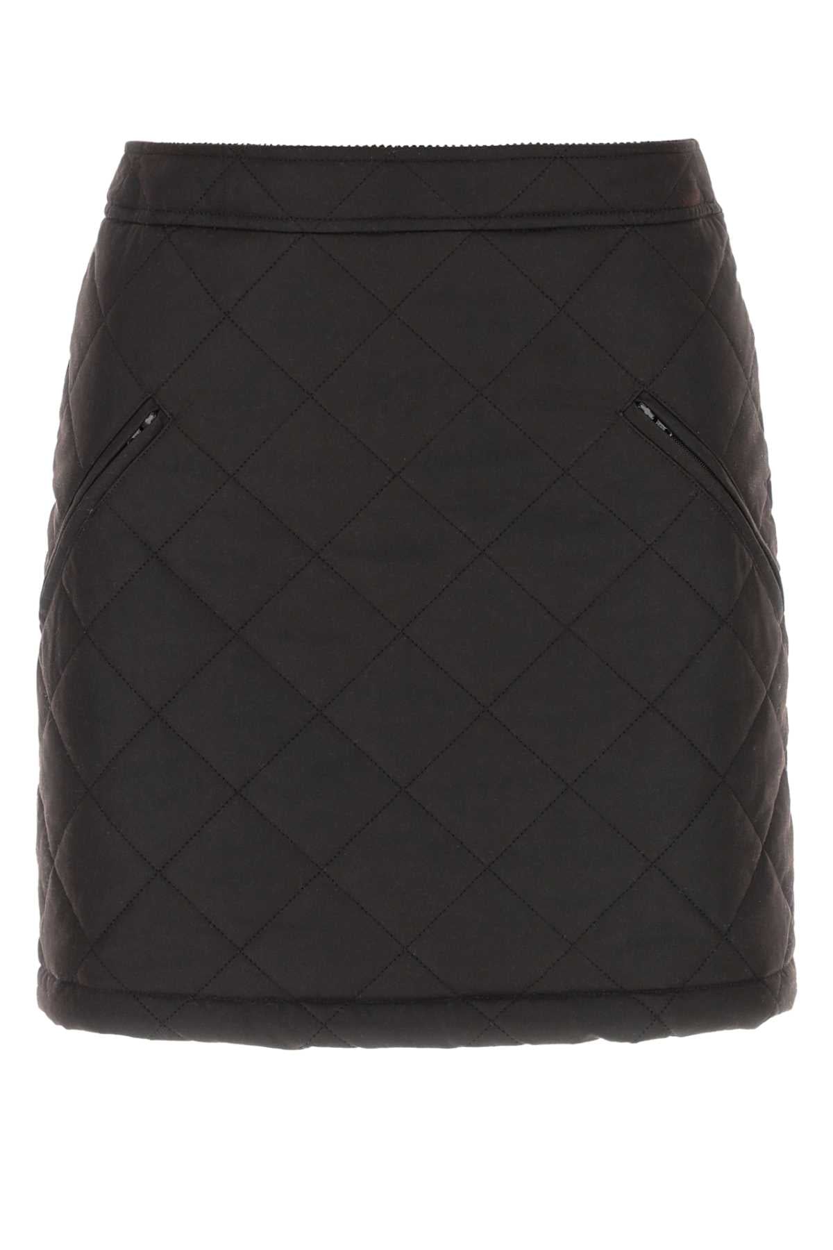 Burberry Quilted Cotton Mini Skirt — Black