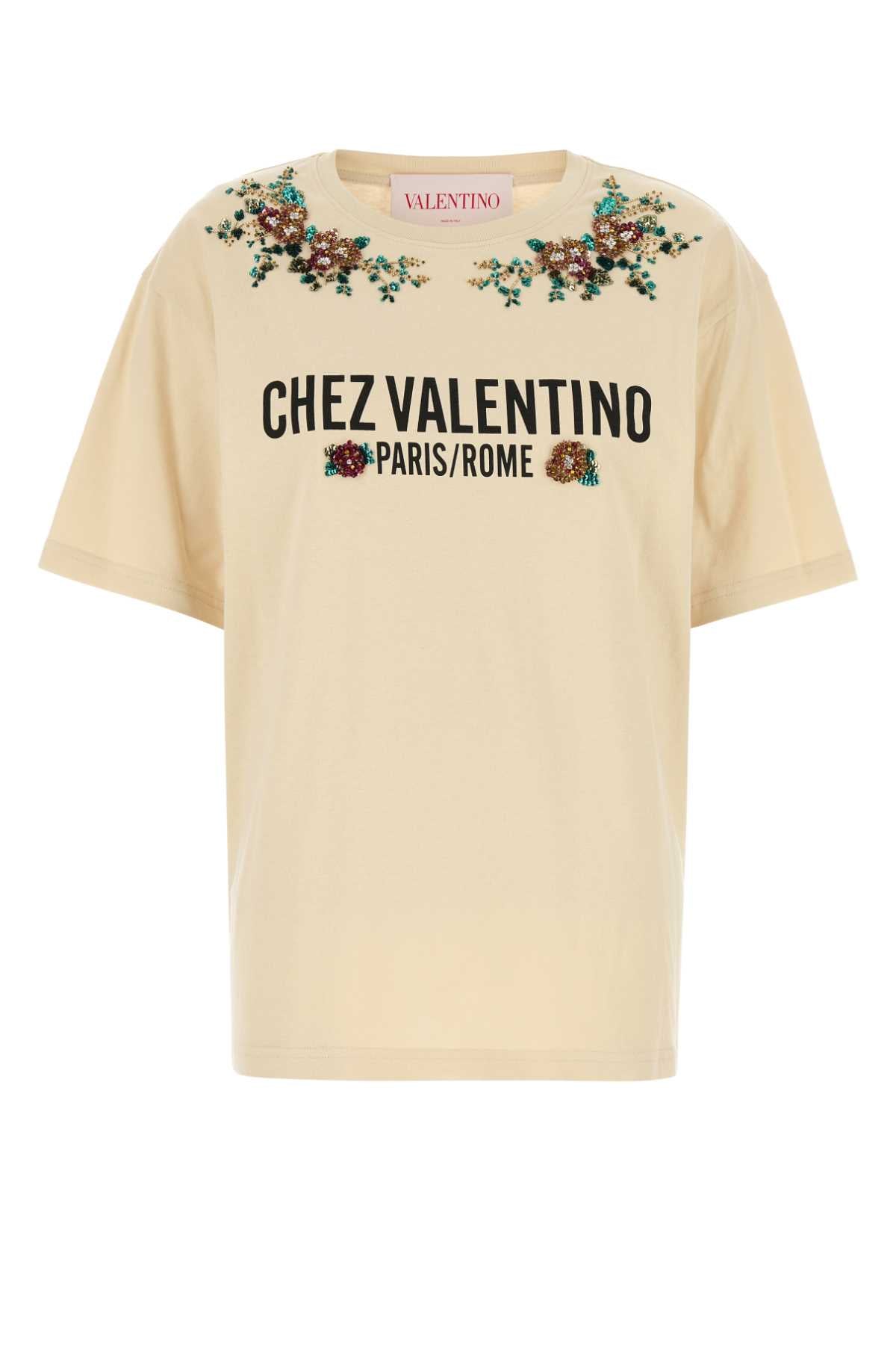 Valentino Garavani Embroideries T-Shirt — Beige