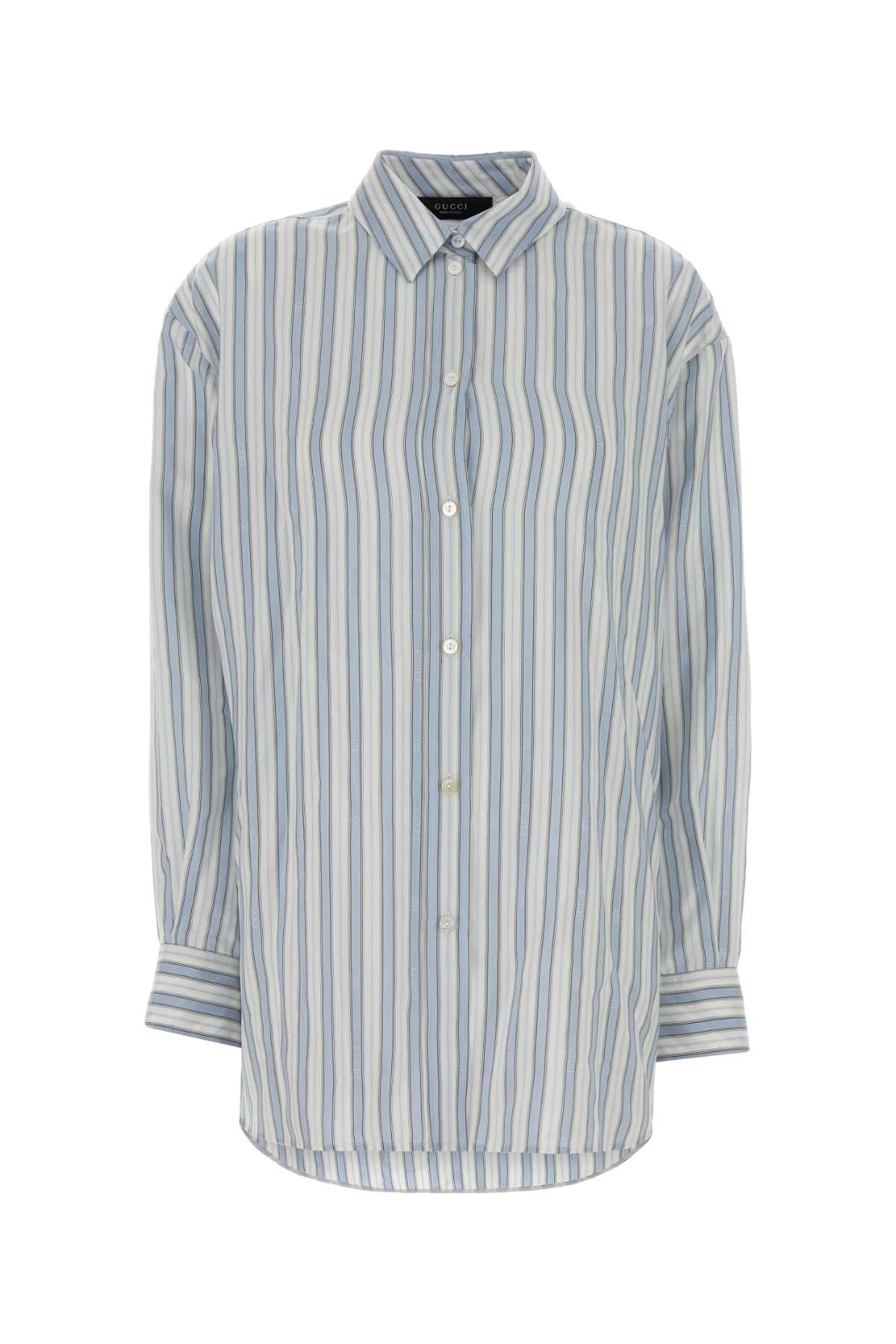 Gucci Striped Silk Oversize Shirt — Blue