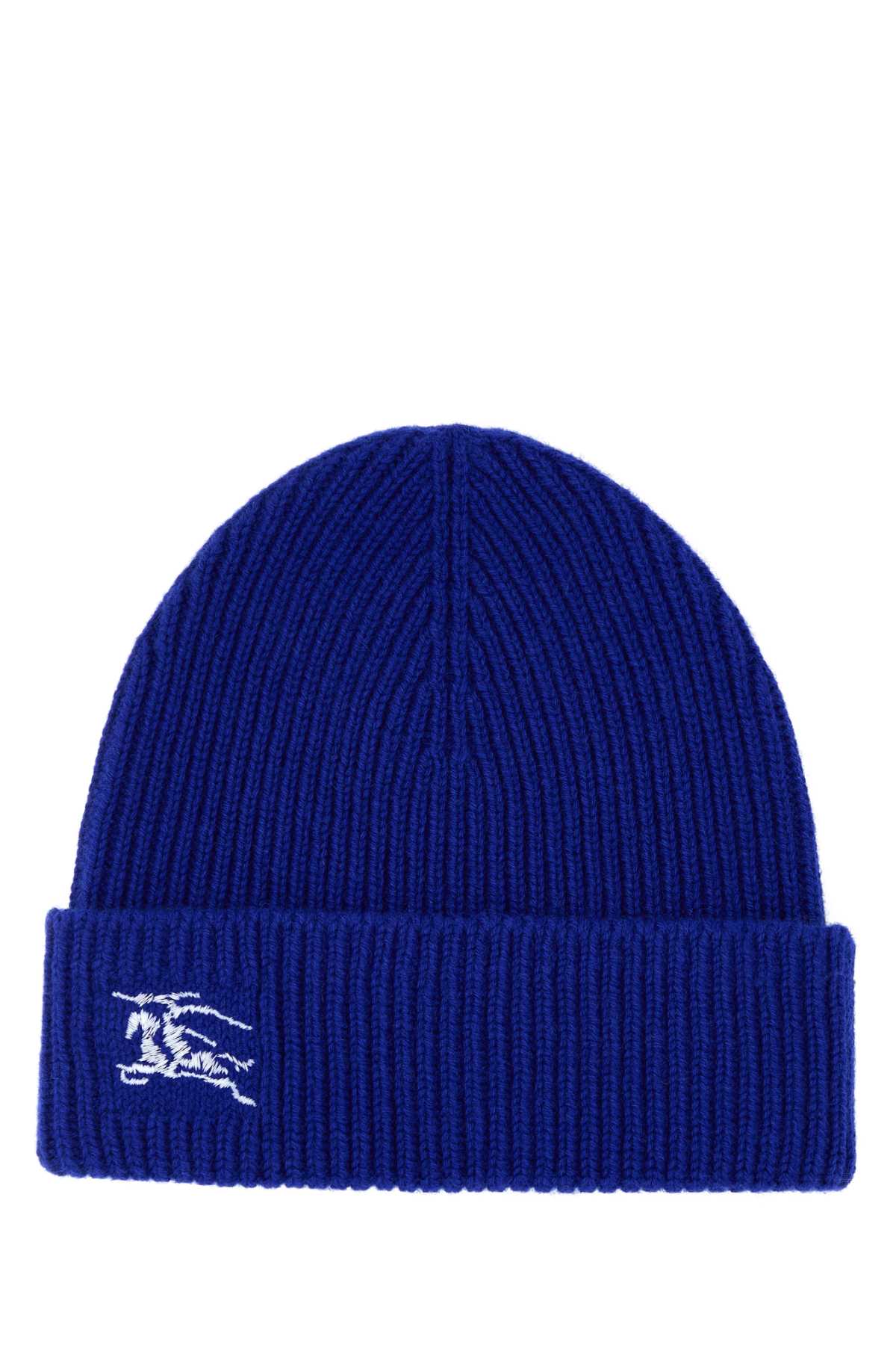 Burberry CUFFIA Cashmere Ribbed Beanie — Blue