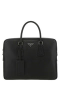 Prada Saffiano Travel Top Handle Bag — Black