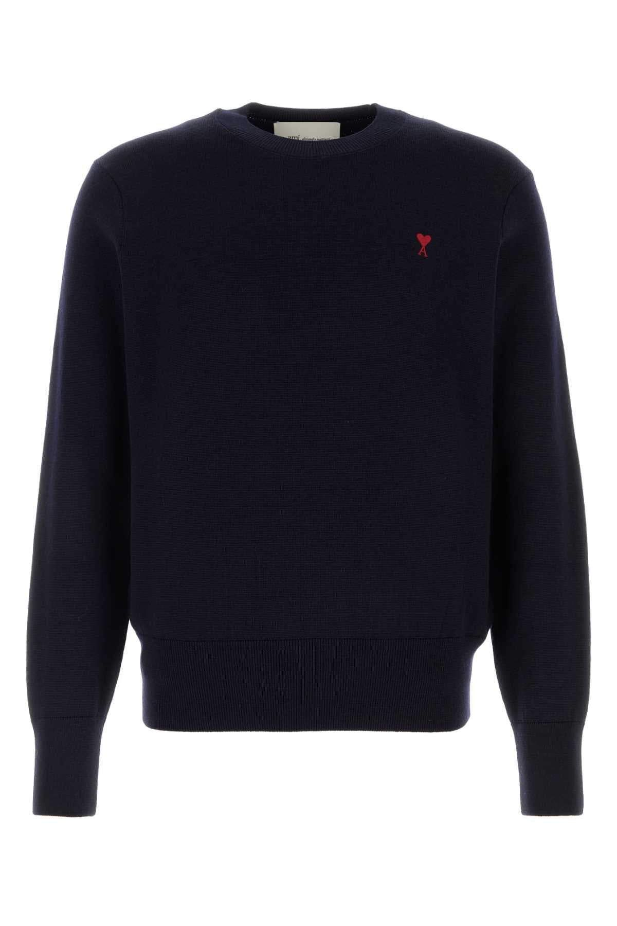 AMI Paris Merino Wool Sweater — Navy