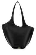 The Attico Sculptural Leather Shoulder Bag — Black