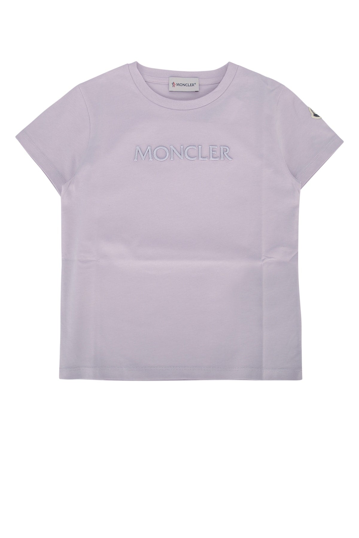 Moncler Jr Logo-Embroidered Cotton T-Shirt — Purple