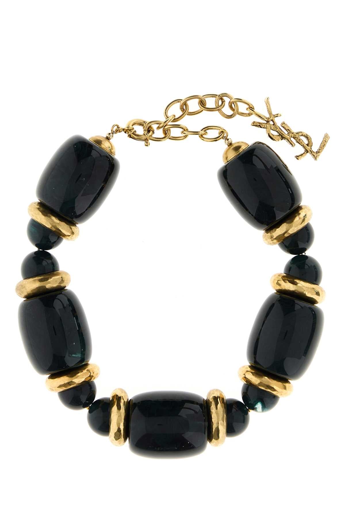 Saint Laurent Collier Court Tonneau Necklace — Black