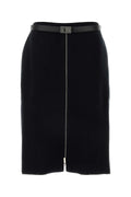 Ferragamo Stretch Wool Blend Skirt — Black