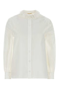 Saint Laurent Lace-Collar Poplin Shirt — White