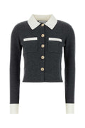 Self-Portrait Contrast Cardigan — Gray