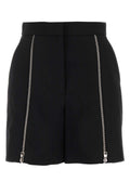Alexander McQueen Zip-Detail Wool Bermuda Shorts — Black