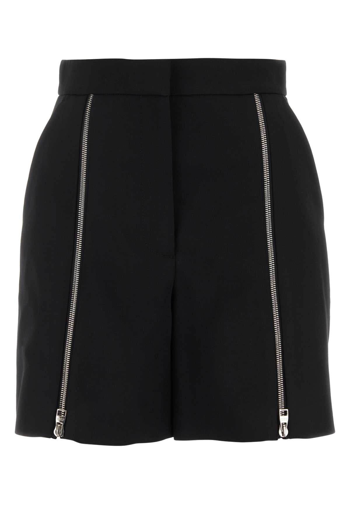 Alexander McQueen Zip-Detail Wool Bermuda Shorts — Black