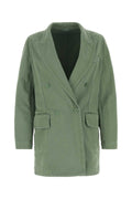 Max Mara Cotton Double-Breasted Blazer — Green