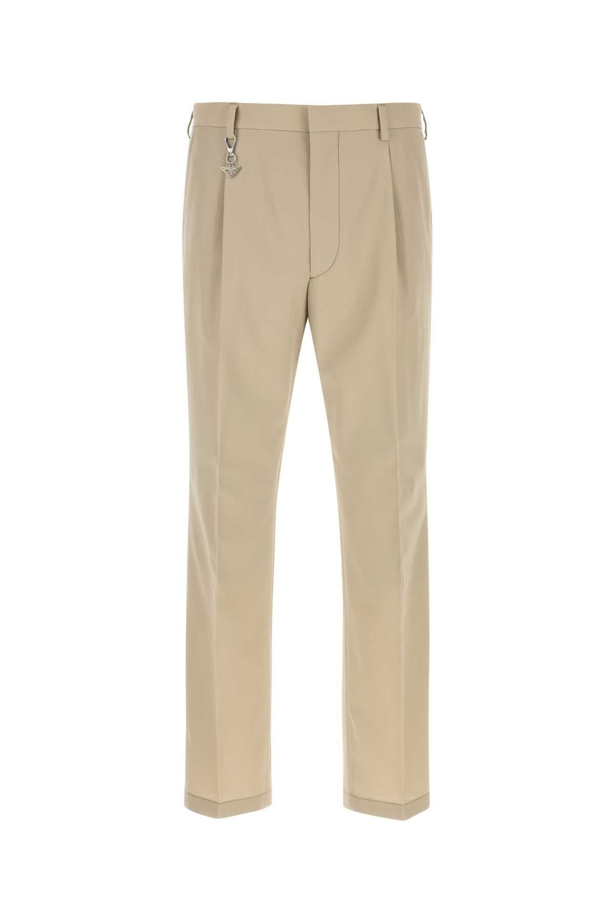 Prada Cotton Trousers — Beige