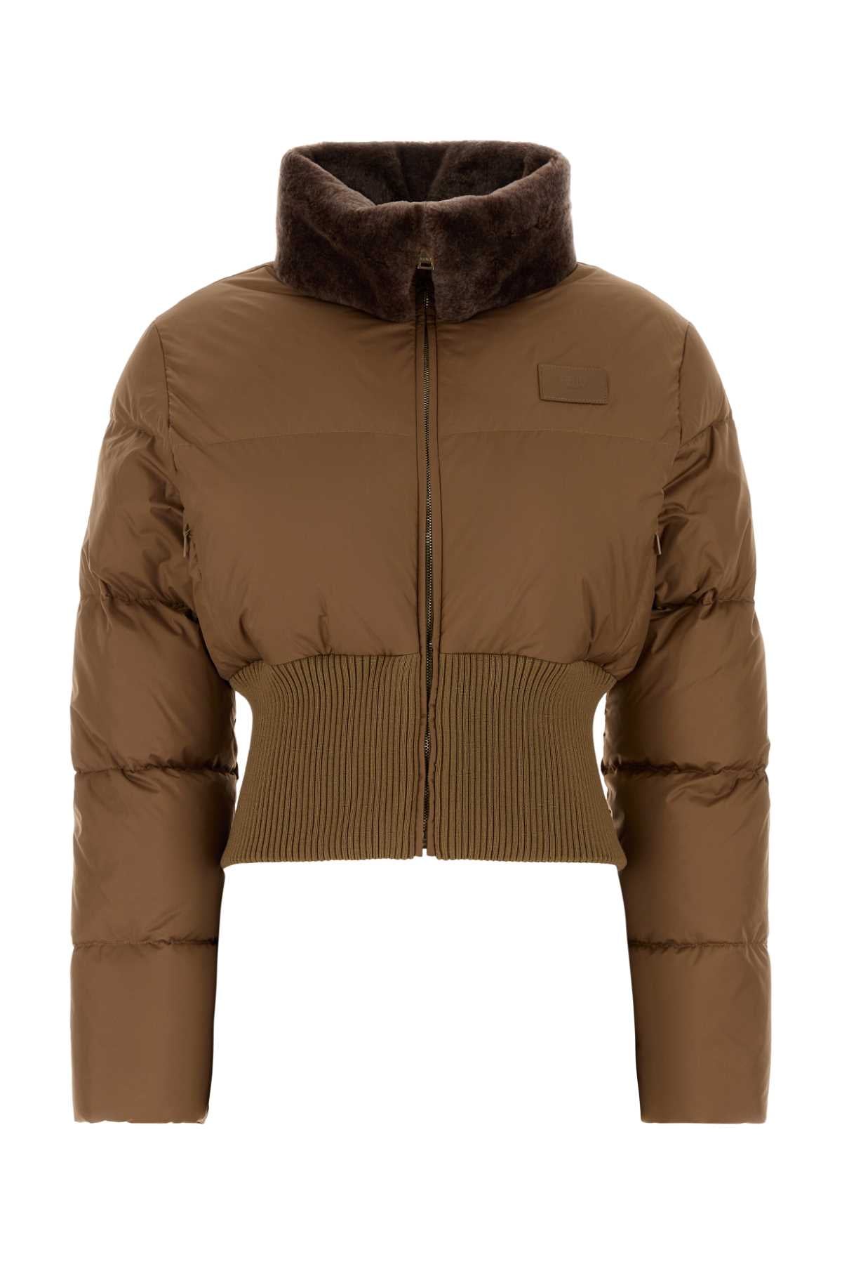 Fendi Heritage Down Jacket — Camel