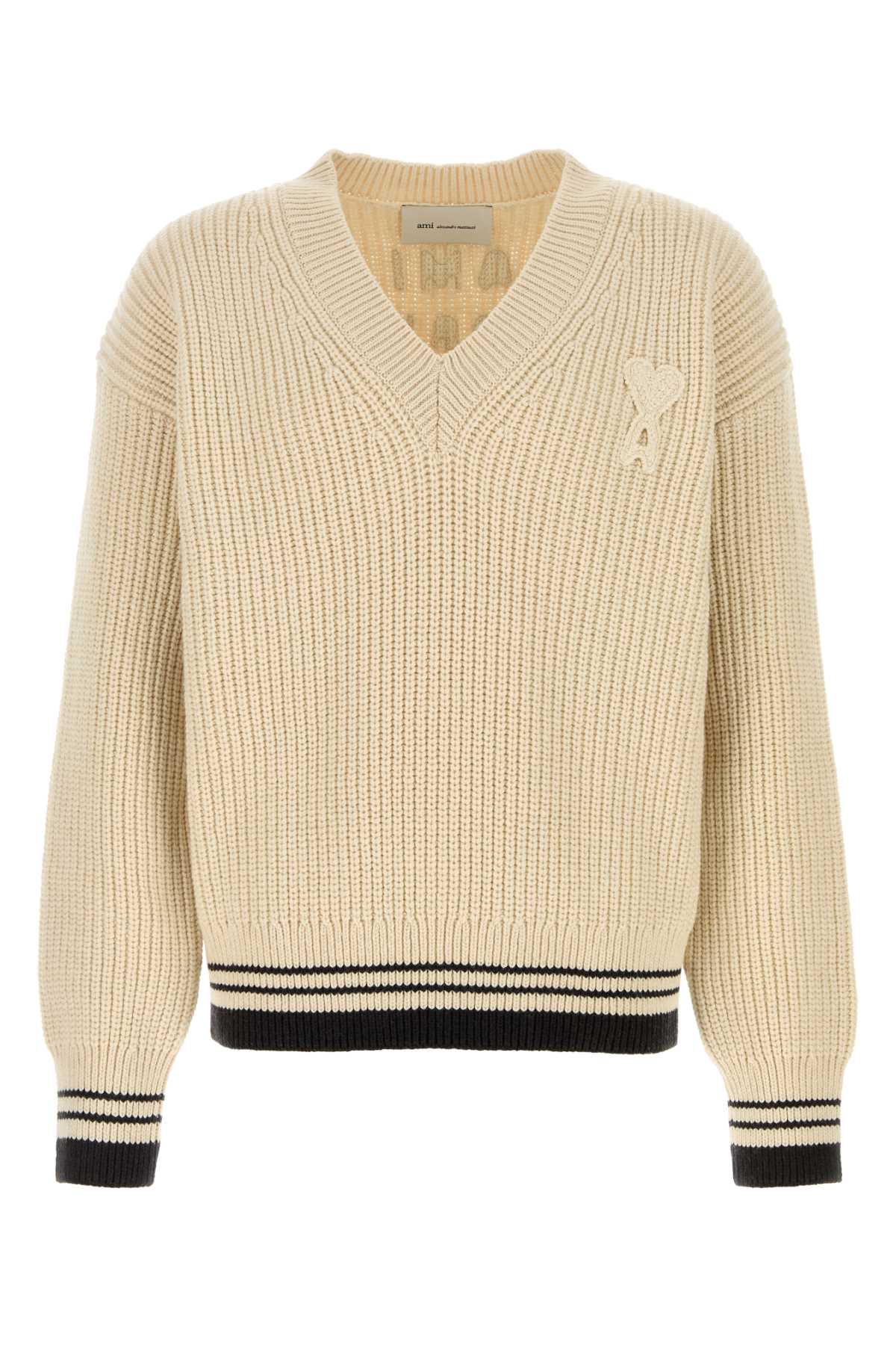 Suéter con cuello AMI Paris — Beige