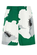 Valentino Garavani Floral-Print Cotton Bermuda Shorts — Green