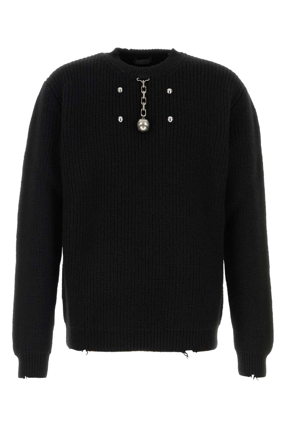 Prada Wool Blend with Chain Detail Sweater — Black