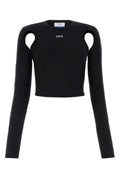 Off-White Shoulder Cutout Top — Black