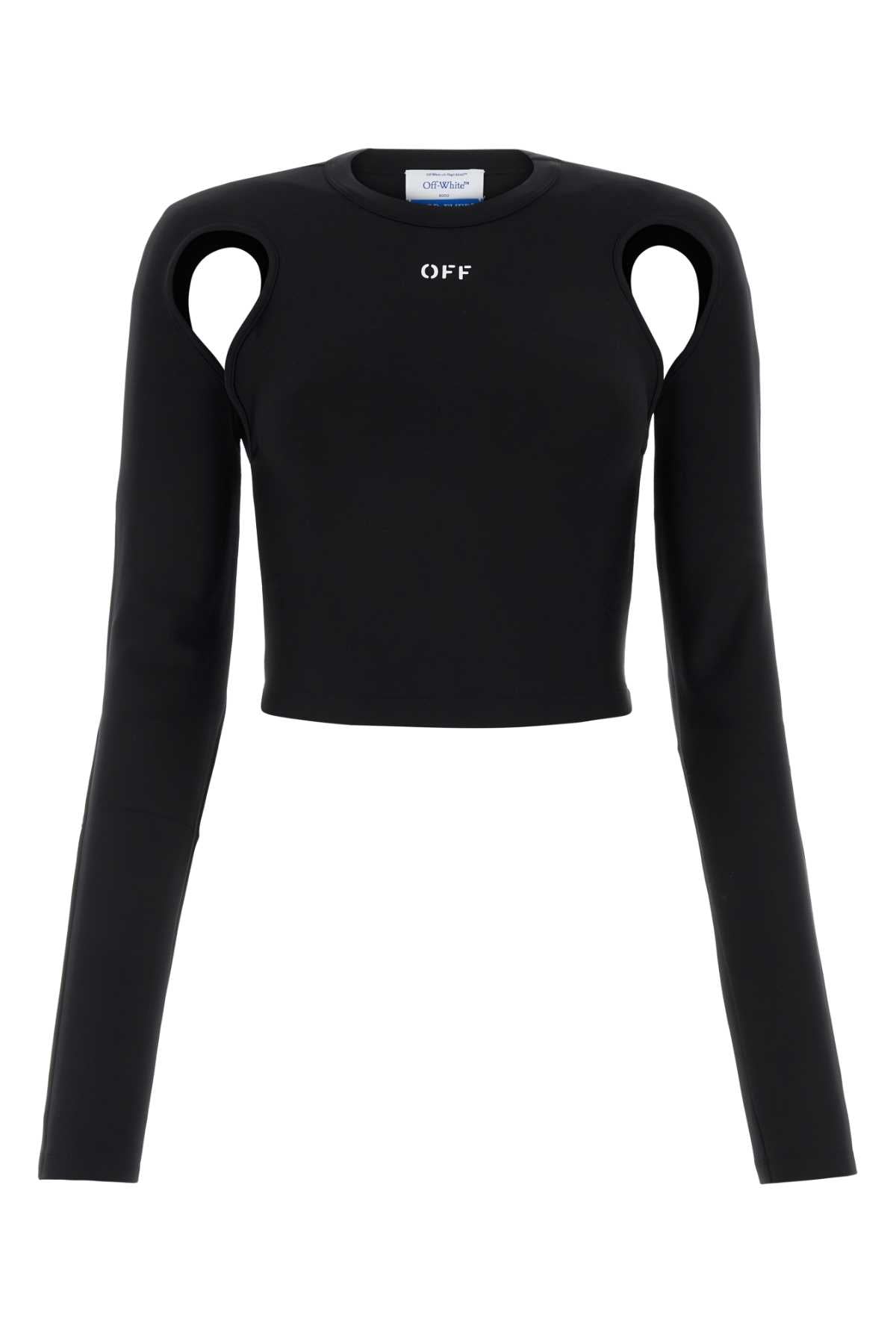 Off-White Shoulder Cutout Top — Black