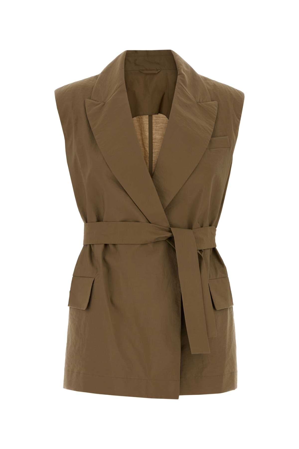 Brunello Cucinelli Cotton-Nylon Blend Vest — Beige